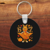 Funny 6 7 Thanksgiving Leopard Bow Turkey Six Seve Sleutelhanger (Voorkant)