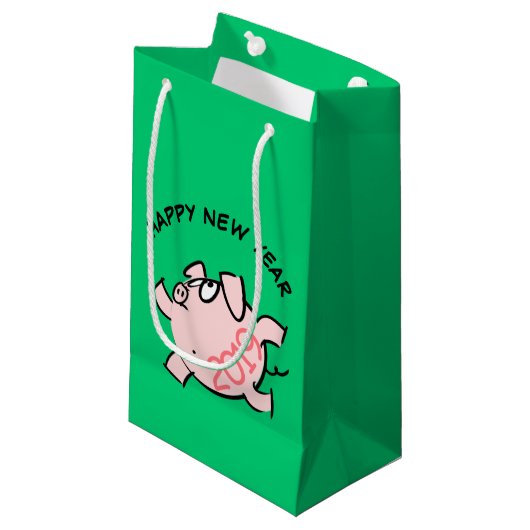 Funny 6 Cartoon Cochon Année 2019 Petit sac cadeau (Devant Angle)