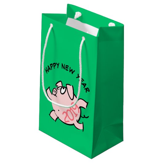 Funny 6 Cartoon Cochon Année 2019 Petit sac cadeau (Dos Angle)