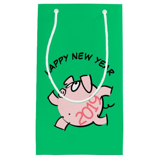 Funny 6 Cartoon Cochon Année 2019 Petit sac cadeau (Devant)