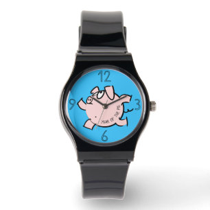 Funny 6 Cartoon Illustratie Varkensjaar Verjaardag Horloge