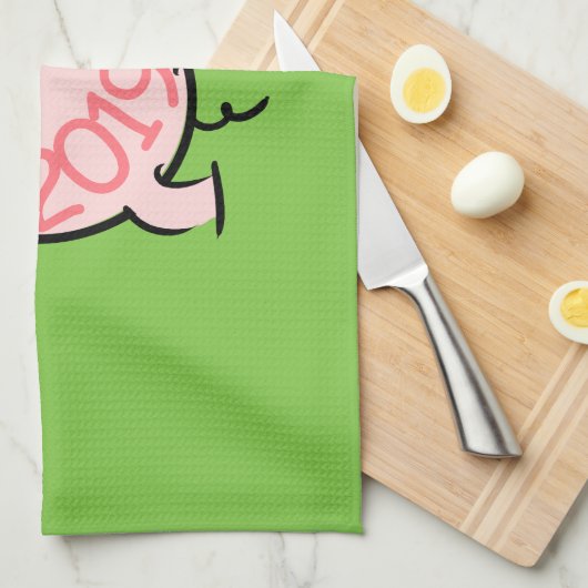 Funny 6 Cartoon Pig. 2019 Kitchen Towel Theedoek (Quarter Fold)