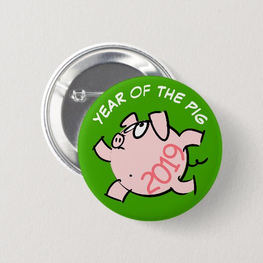 Funny 6 Cartoon Varkenshaar 2019 Kies kleur Button (Voorkant /achterkant)