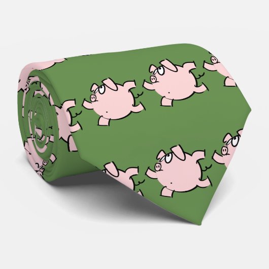 Funny 6 Cartoon Varkensjaar Dag Kies Kleur T Stropdas (Opgerold)