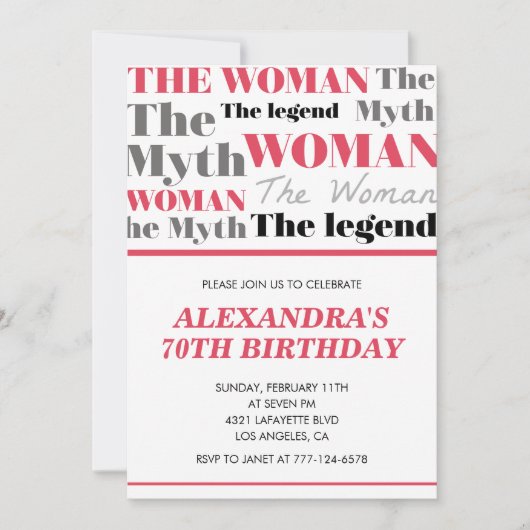 Funny 70e anniversaire invitations son Myth Legend (Devant)
