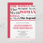Funny 70e anniversaire invitations son Myth Legend (Devant / Derrière)