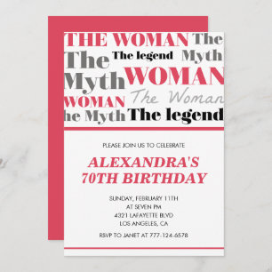 Funny 70e anniversaire invitations son Myth Legend