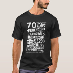Funny 70th Birthday 70 Year Old Sign Gag Gift T-shirt