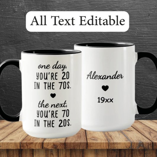Funny 70th Birthday Personalized Mug - Age Humor