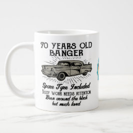Funny 70th Birthday Retro Car Banger Add Name Date Extra Grote Beker