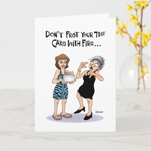Funny 71e carte d'anniversaire (Fleur jaune)