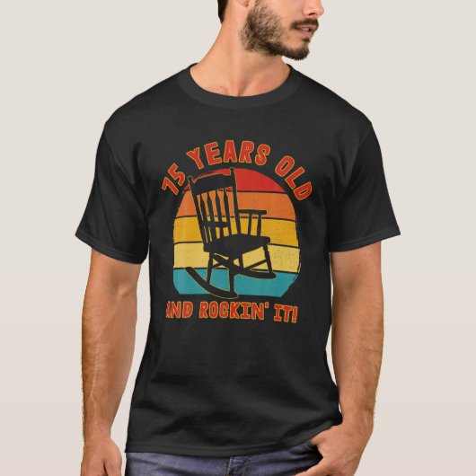 Funny 75th Birthday T Retro 75 Year Old and Rockin T-shirt (Voorkant)
