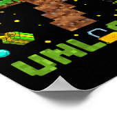 Funny 7th Birthday Boy Gamer Level 7 Unlocked Pixe Poster (Hoek)