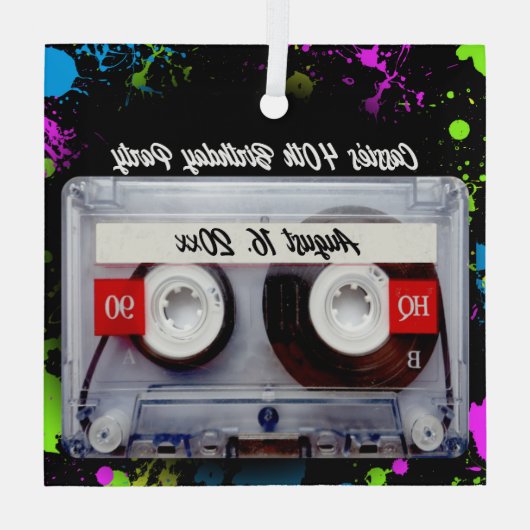 Funny 80s Cassette Mixtape Keepomwille Memory Glas Ornament (Achterkant)