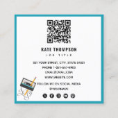 Funny 80s Muziek Retro Cassettebandje QR Code Vierkante Visitekaartje (Achterkant)
