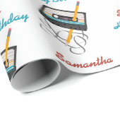 Funny 80s Muziek Retro Cassettebandje Verjaardagsn Cadeaupapier (Rol Hoek)