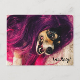 Funny 80s Punk Rock Corgi Dog Party Uitnodiging Briefkaart