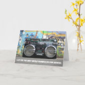 Funny 80s Retro Boombox carte d'anniversaire (Fleur jaune)