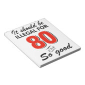 Funny 80ste jarige design notitieblok (Schuin)