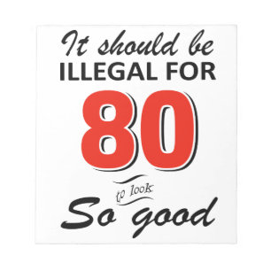 Funny 80ste jarige design notitieblok