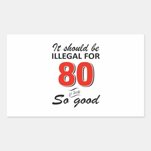 Funny 80ste jarige design rechthoekige sticker (Voorkant)