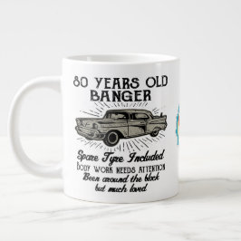 Funny 80th Birthday Retro Car Banger Add Name Date Extra Grote Beker