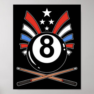 Funny 8 Ball Billiard Pool Player Acht Ball Billi Poster