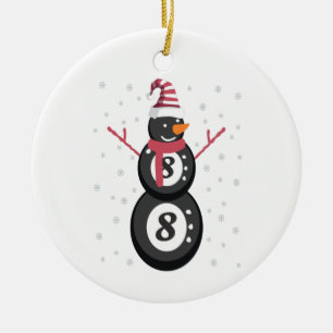 Funny 8 Ball Pool Snowman Kerstmis Nieuwjaar Cadea Keramisch Ornament