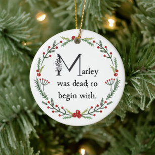 Funny a Kerstcarol First Line Dickens Quote Keramisch Ornament