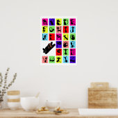 Funny ABC Black Cat Alphabet Poster (Keuken)