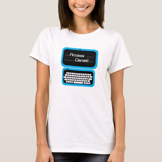 Funny Access Denied Blue Computer Geek T Shirt (Voorkant)