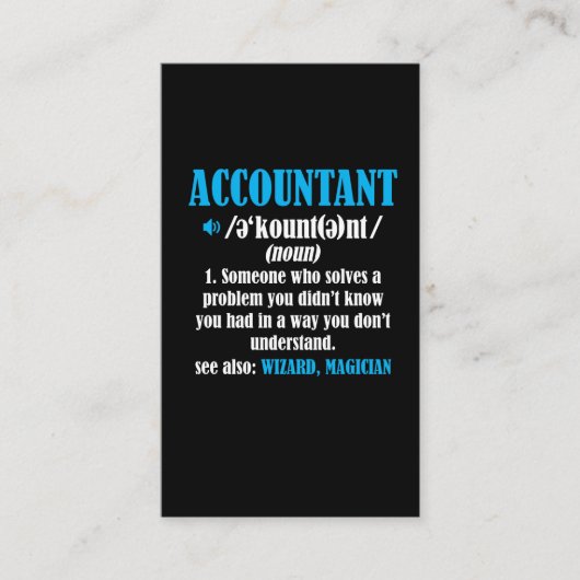 Funny Accountant Gift Idea Definition Accounting Visitekaartje (Voorkant)