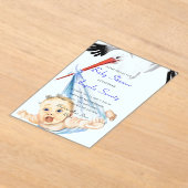 Funny Acrylic Baby Shower Invitation with Stork (Poser)