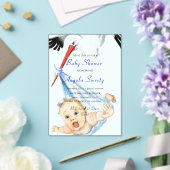 Funny Acrylic Baby Shower Invitation with Stork (Insitu (Mariage))
