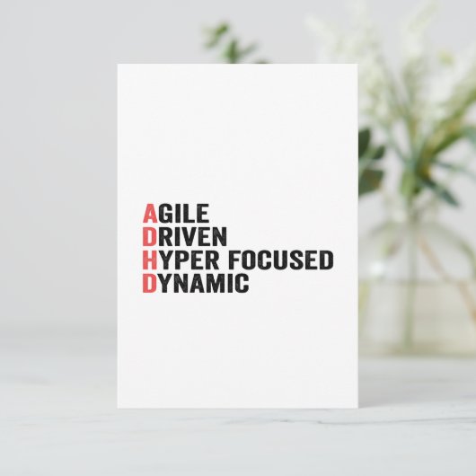 Funny Adhd Agile Driven Hyper Focused Dynamic Gift Bedankkaart (Staand voorkant)