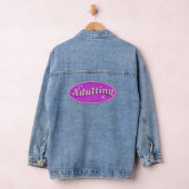 Funny Adulting Retro Decal Nostalgia Design Denim Jacket (Hangar)