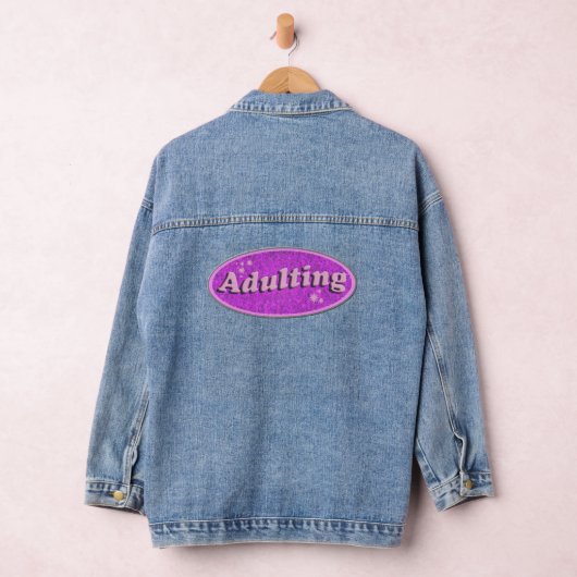 Funny Adulting Retro Decal Nostalgia Design Denim Jacket (Hangar)