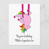 Funny Aerial Soies Unicorn Carte postale Anniversa (Devant)