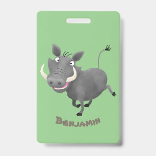 Funny african warthog pig cartoon badge