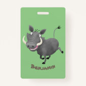 Funny african warthog pig cartoon badge (Achterkant)