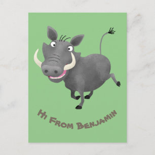 Funny african warthog pig cartoon briefkaart