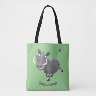 Funny african warthog pig cartoon draagtas
