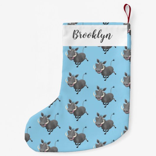 Funny african warthog pig cartoon kleine kerstsok (Achterkant)