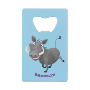 Funny african warthog pig cartoon kredietkaart flessenopener