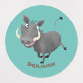 Funny african warthog pig cartoon labels (Design 1)