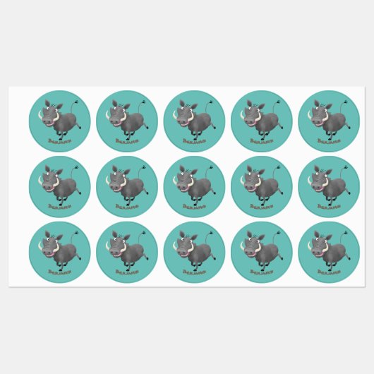 Funny african warthog pig cartoon labels (Vel)