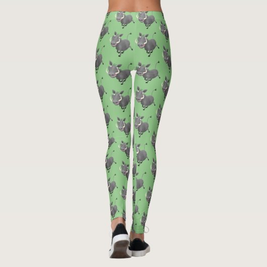 Funny african warthog pig cartoon leggings (Achterkant)