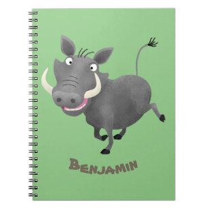 Funny african warthog pig cartoon notitieboek