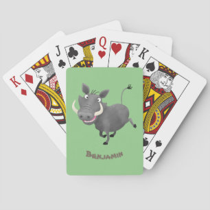 Funny african warthog pig cartoon pokerkaarten