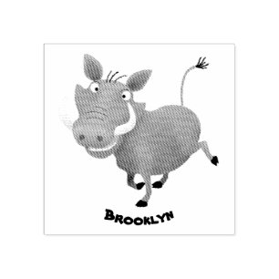 Funny african warthog pig cartoon 	rubberstempel